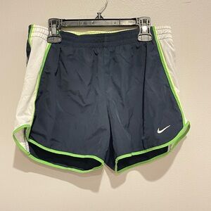 Nike Men's Navy and White Shorts with Green Trim